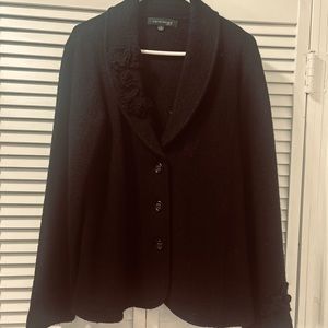 I X black wool Harve Bernard coat. Button front